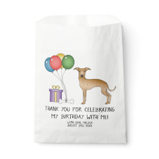 Fawn Italian Greyhound Cartoon Dog Birthday Favor Bag