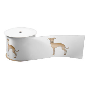 Fawn Italian Greyhound Cartoon Dog Illustrations Satin Ribbon