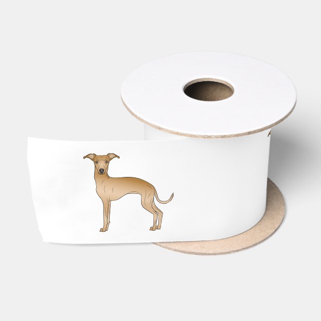 Fawn Italian Greyhound Cartoon Dog Illustrations Satin Ribbon (Spool)