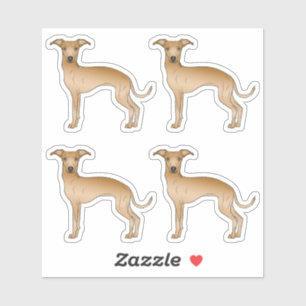 Fawn Italian Greyhound Cartoon Dog Illustrations Sticker
