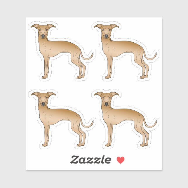 Fawn Italian Greyhound Cartoon Dog Illustrations Sticker (Sheet)