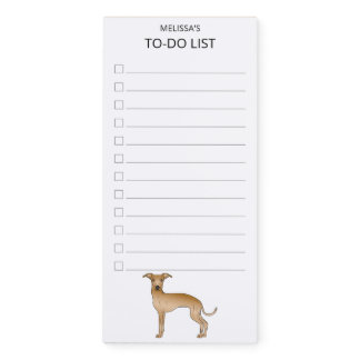 Fawn Italian Greyhound Cartoon Dog To-Do List Magnetic Notepad