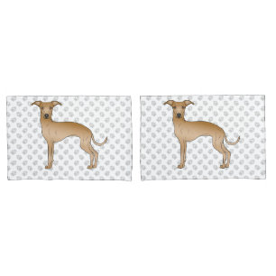 Fawn Italian Greyhound Cartoon Dog With Paws Pillow Case