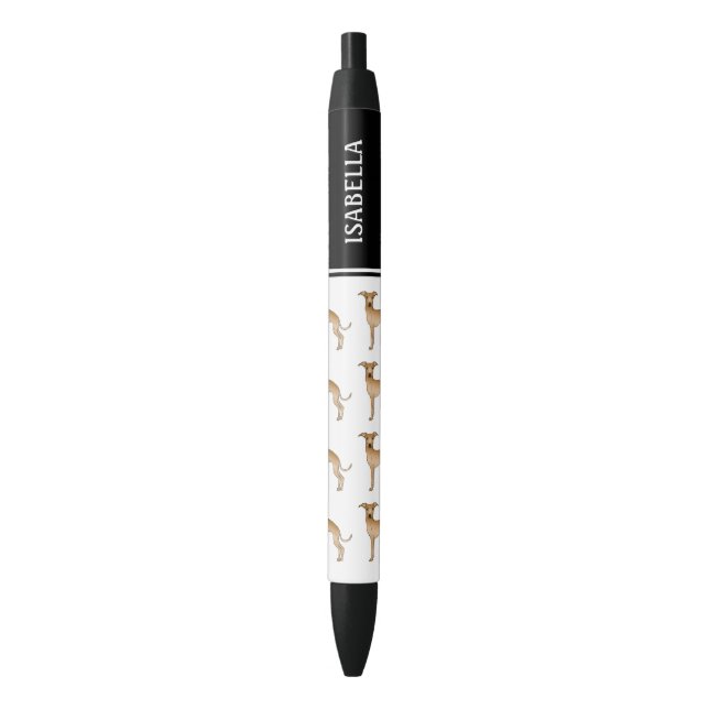 Fawn Italian Greyhound Cartoon Dogs With Name Pen (Front Vertical)