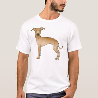 Fawn Italian Greyhound Cute Cartoon Dog Design T-Shirt