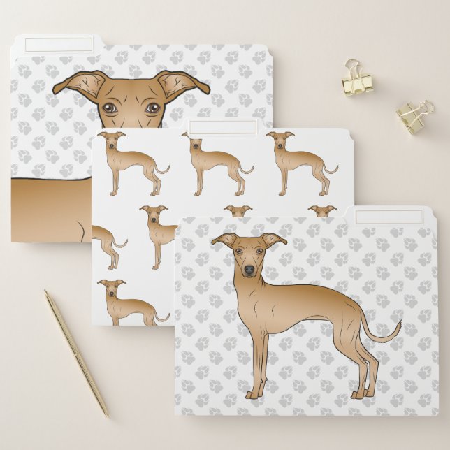 Fawn Italian Greyhound Cute Cartoon Dog File Folder (Set)