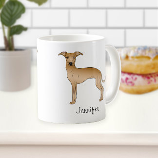 Fawn Italian Greyhound Cute Cartoon Dog With Name Coffee Mug