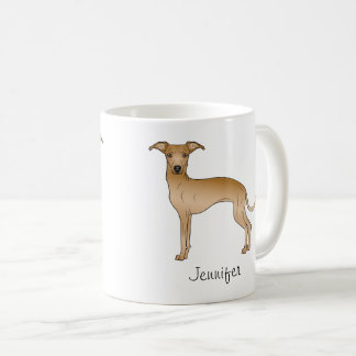 Fawn Italian Greyhound Cute Cartoon Dog With Name Coffee Mug