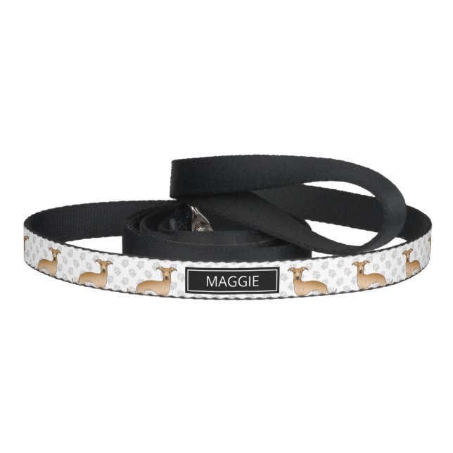 Fawn Italian Greyhound Cute Cartoon Dog With Name Pet Leash (Handle)