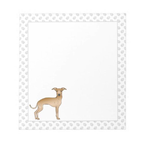 Fawn Italian Greyhound Cute Cartoon Dog With Paws Notepad