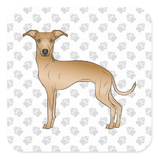 Fawn Italian Greyhound Cute Cartoon Dog With Paws Square Sticker