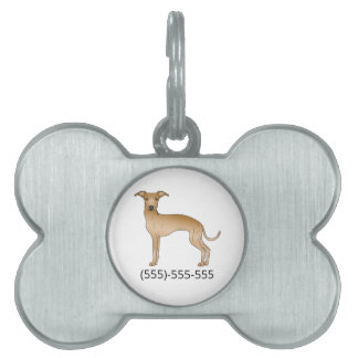 Fawn Italian Greyhound Cute  Dog And Phone Number Pet ID Tag