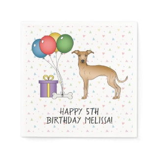 Fawn Italian Greyhound Cute Dog - Happy Birthday Napkins