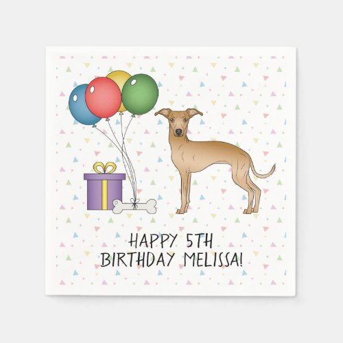 Fawn Italian Greyhound Cute Dog _ Happy Birthday Napkins