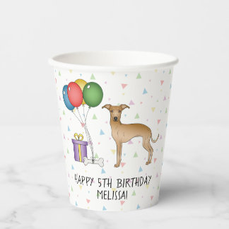 Fawn Italian Greyhound Cute Dog - Happy Birthday Paper Cups