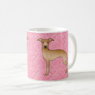 Fawn Italian Greyhound Cute Dog On Pink Hearts Coffee Mug