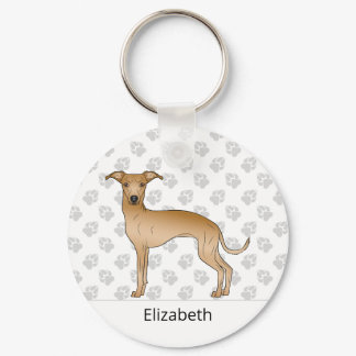 Fawn Italian Greyhound Cute Dog With Custom Name Keychain