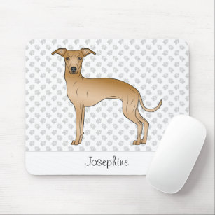 Fawn Italian Greyhound Cute Dog With Custom Name Mouse Pad