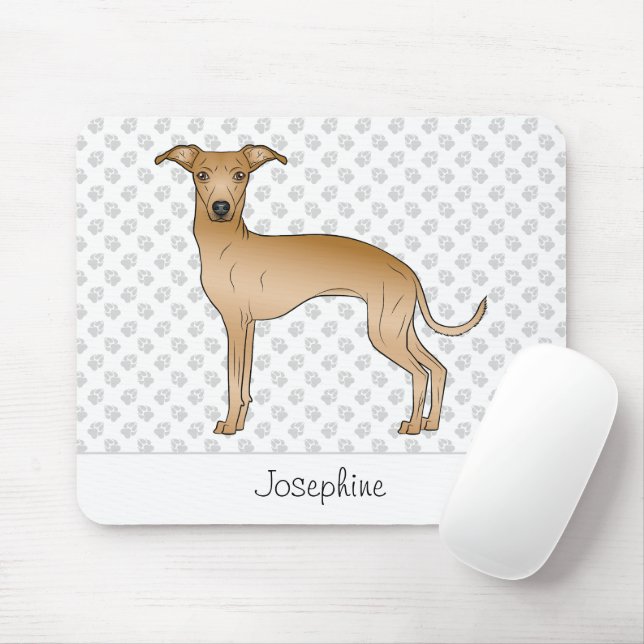 Fawn Italian Greyhound Cute Dog With Custom Name Mouse Pad (With Mouse)