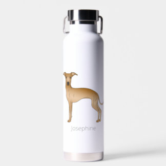 Fawn Italian Greyhound Cute Dog With Custom Name Water Bottle