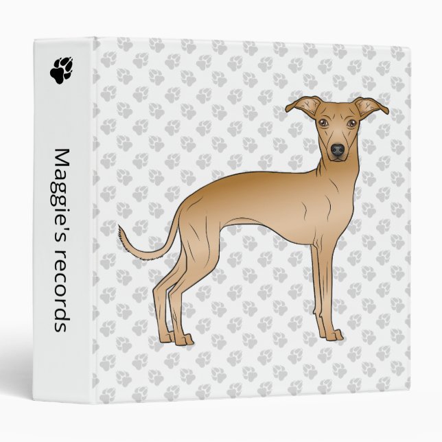 Fawn Italian Greyhound Cute Dog With Custom Text 3 Ring Binder (Front/Spine)