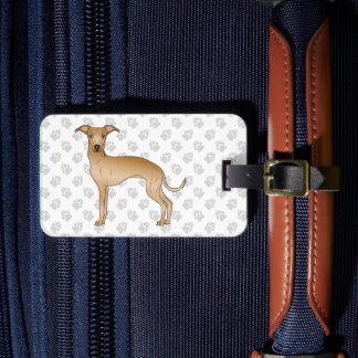 Fawn Italian Greyhound Cute Dog With Custom Text Luggage Tag