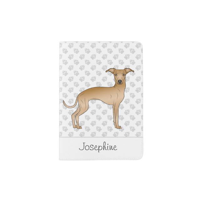 Fawn Italian Greyhound Cute Dog With Custom Text Passport Holder (Front)