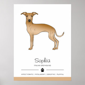 Fawn Italian Greyhound Cute Dog With Custom Text Poster