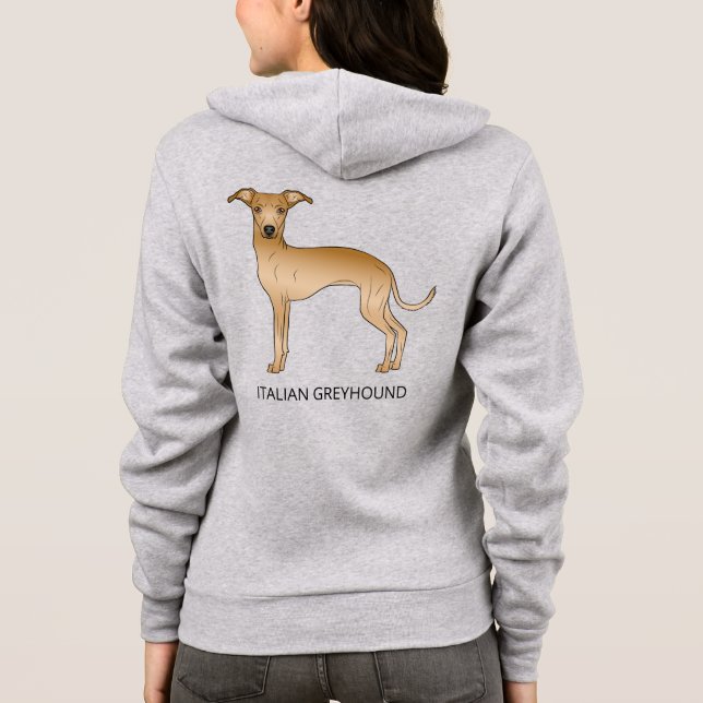 Fawn Italian Greyhound Dog With Custom Text Hoodie (Back)