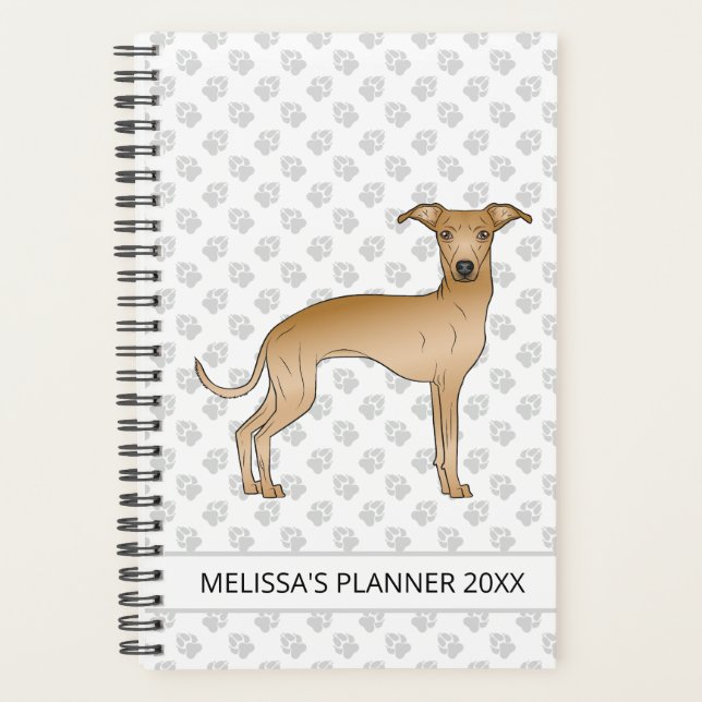 Fawn Italian Greyhound Dog With Custom Text Planner (Front)