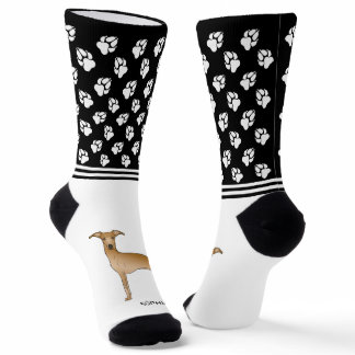Fawn Italian Greyhound Dog With Name And Paws Socks