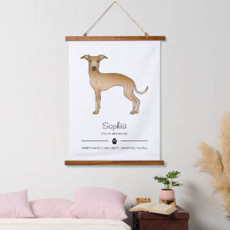 Fawn Italian Greyhound With A Paw And Custom Text Hanging Tapestry