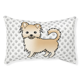 Fawn Long Coat Chihuahua Cartoon Dog &amp; Paws Pet Bed