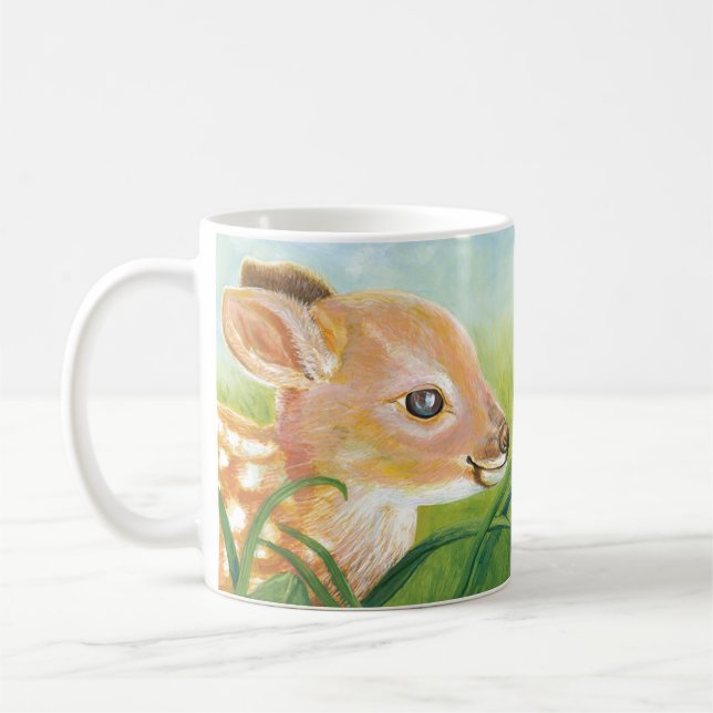 Fawn lying in the grass and Squirrel Coffee Mug (Left)