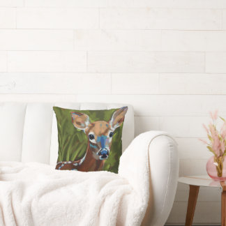 Fawn Painting - Gift For Animal Lover Throw Pillow