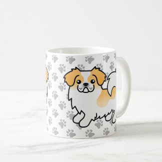 Fawn Parti-Color Tibetan Spaniel Cute Cartoon Dog Coffee Mug