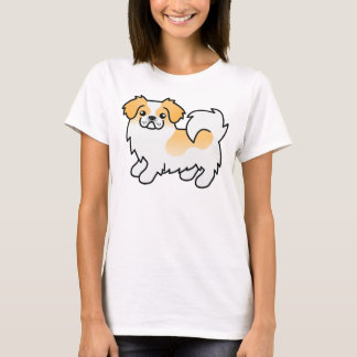 Fawn Parti-Color Tibetan Spaniel Cute Cartoon Dog T-Shirt