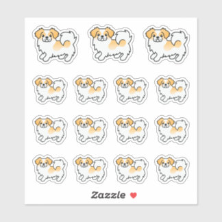 Fawn Parti-Color Tibetan Spaniel Cute Cartoon Dogs Sticker