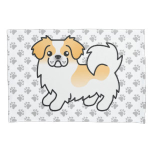 Fawn Parti-Color Tibetan Spaniel Cute Dog & Paws Pillow Case