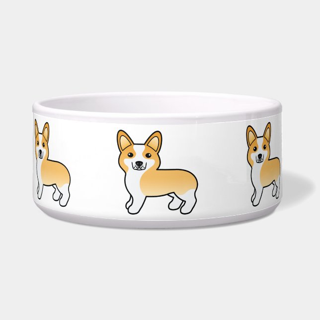 Fawn Pembroke Welsh Corgi Cartoon Dog Bowl (Front)