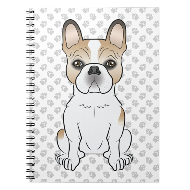 Fawn Piebald French Bulldog / Frenchie Cartoon Dog Notebook (Front)