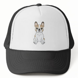 Fawn Piebald French Bulldog / Frenchie Cartoon Dog Trucker Hat
