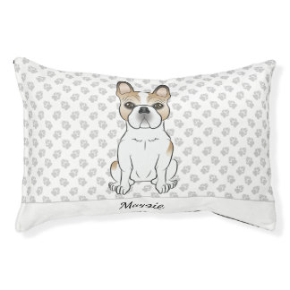 Fawn Piebald French Bulldog / Frenchie Dog &amp; Name Pet Bed