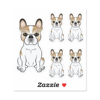 Fawn Pied French Bulldog Cartoon Dog Illustrations Sticker