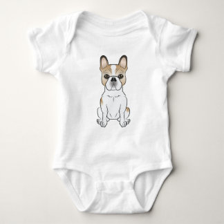 Fawn Pied French Bulldog / Frenchie Cartoon Dog Baby Bodysuit