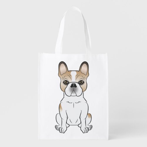 Fawn Pied French Bulldog  Frenchie Cartoon Dog Grocery Bag