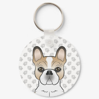 Fawn Pied French Bulldog / Frenchie Cartoon Dog Keychain
