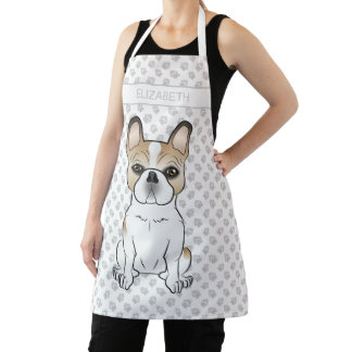 Fawn Pied French Bulldog Frenchie Cute Dog &amp; Name Apron