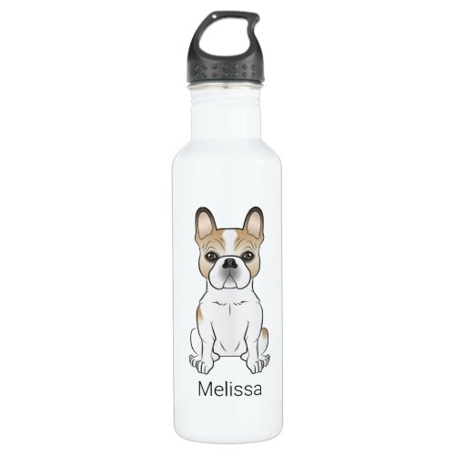 Fawn Pied French Bulldog Frenchie Cute Dog  Name Stainless Steel Water Bottle