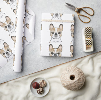 Fawn Pied French Bulldog Frenchie Cute Dog Pattern Wrapping Paper